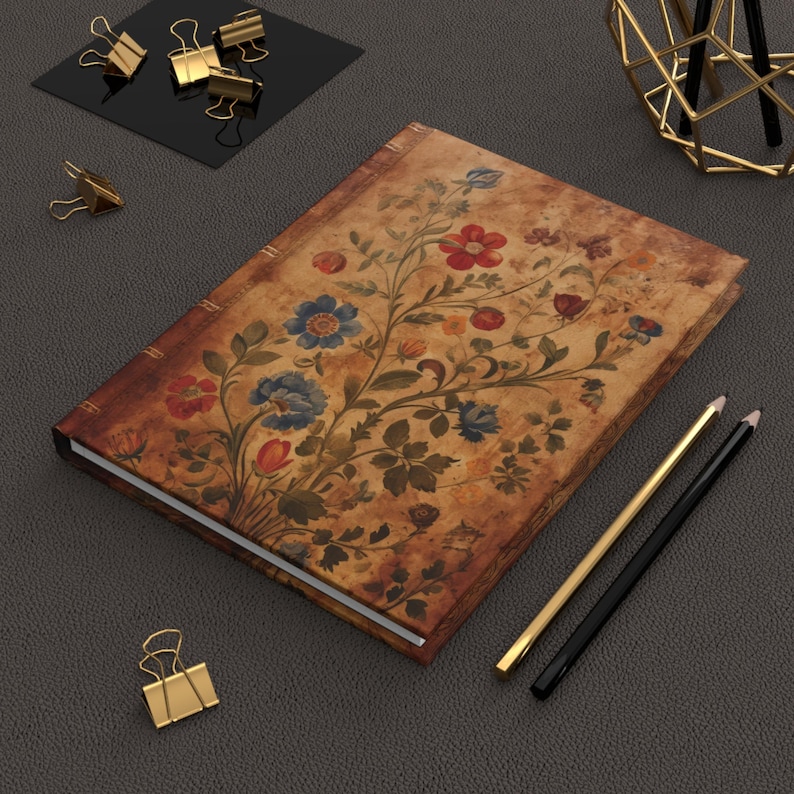 Vintage Floral Hardcover Journal, Antique Botanical Notebook, Lined ...
