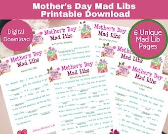 Mothers Day Mad Libs Printable, Mother's Day Party Games, Printable Download Game for Kids, Classroom, Youth Groups, Mad Libs for Moms Day