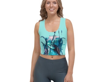 Turquoise Crop Top | Printed Top | plus size tops for women | wearable art