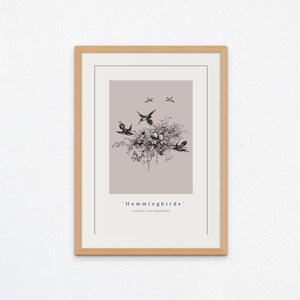Bird Art Print, Bird Watercolor Art, Bird Art Poster, Vintage Style Art Print, Digital Wall Art, Bird Poster, Hummingbird Art