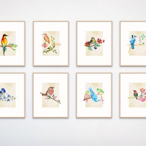 Bird Art Print, Bird Watercolor Art, Bird Art Poster, Digital Wall Art, Bird Poster, Bird Wall Art, Printable Art, Set of Bird Art Prints