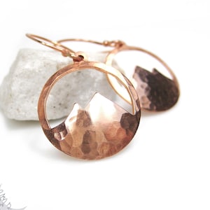 Hammered Copper Mountain Earrings · Small Minimalist Colorado Mountain Dangle Earrings · Nature-Inspired Pure Copper Jewelry