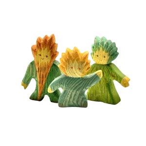 Handcrafted Open Ended Wooden Toy Figure Fairy Tale - A Set of Troll Family (3 Pieces)