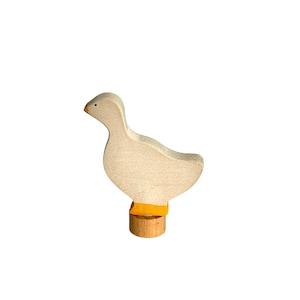 Handgemaakte open einde houten verjaardag ring ornament - witte gans