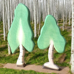 Handgefertigte Open Ended Holzspielzeug Baum und Landschaftsbau - Birke groß und klein