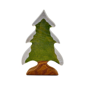 Handcrafted Open Ended Wooden Toy Tree and Landscaping - Snowy Fir Tree