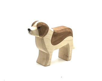 Animal de granja de juguete de madera abierto hecho a mano - St. Bernard Dog