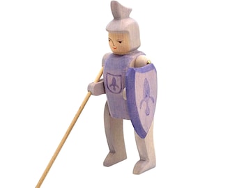 Hecho a mano Figura de juguete de madera abierta Cuento de hadas - Caballero montando azul SOLAMENTE