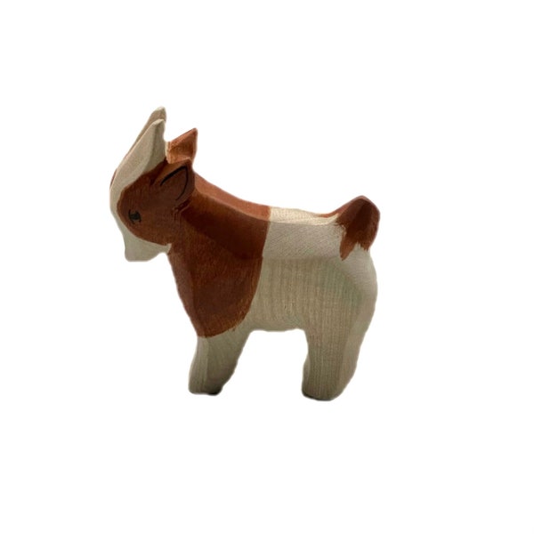 Handcrafted Open Ended Wooden Toy Farm Animal - Goat small standing