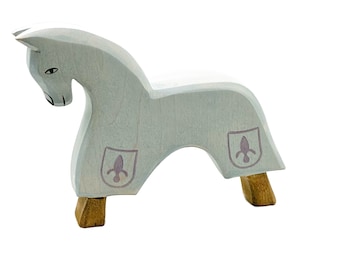 Figura de juguete de madera abierta hecha a mano cuento de hadas - Caballo para caballero azul