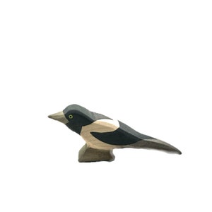 Handcrafted Open Ended Wooden Toy Bird - Magpie