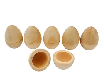 6 huevos magnéticos de madera natural.