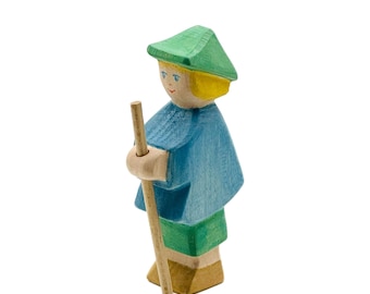 Handcrafted Open Ended Wooden Toy Figure Family - Shepherd Boy Small