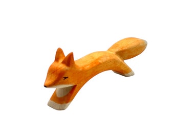 Handcrafted Open Ended Wooden Toy Animal - Fox running