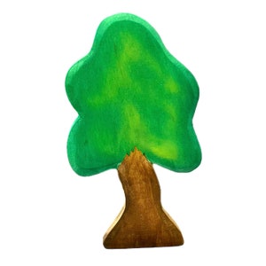 Handcrafted Open Ended Wooden Toy Tree and Landscaping - Oak Medium with Base