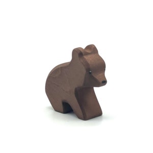 Handcrafted Open Ended Wooden Toy Animal - Bear small sitting