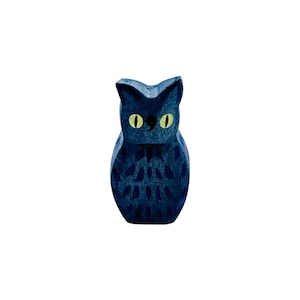 Handcrafted Open Ended Wooden Toy Animal - Owl blue