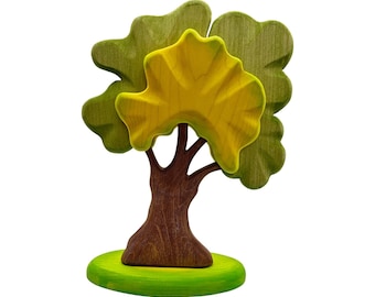 Albero giocattolo in legno aperto artigianale e paesaggistica - Verde quercia