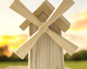 Handcrafted Open Ended Wooden Toy Windmill
