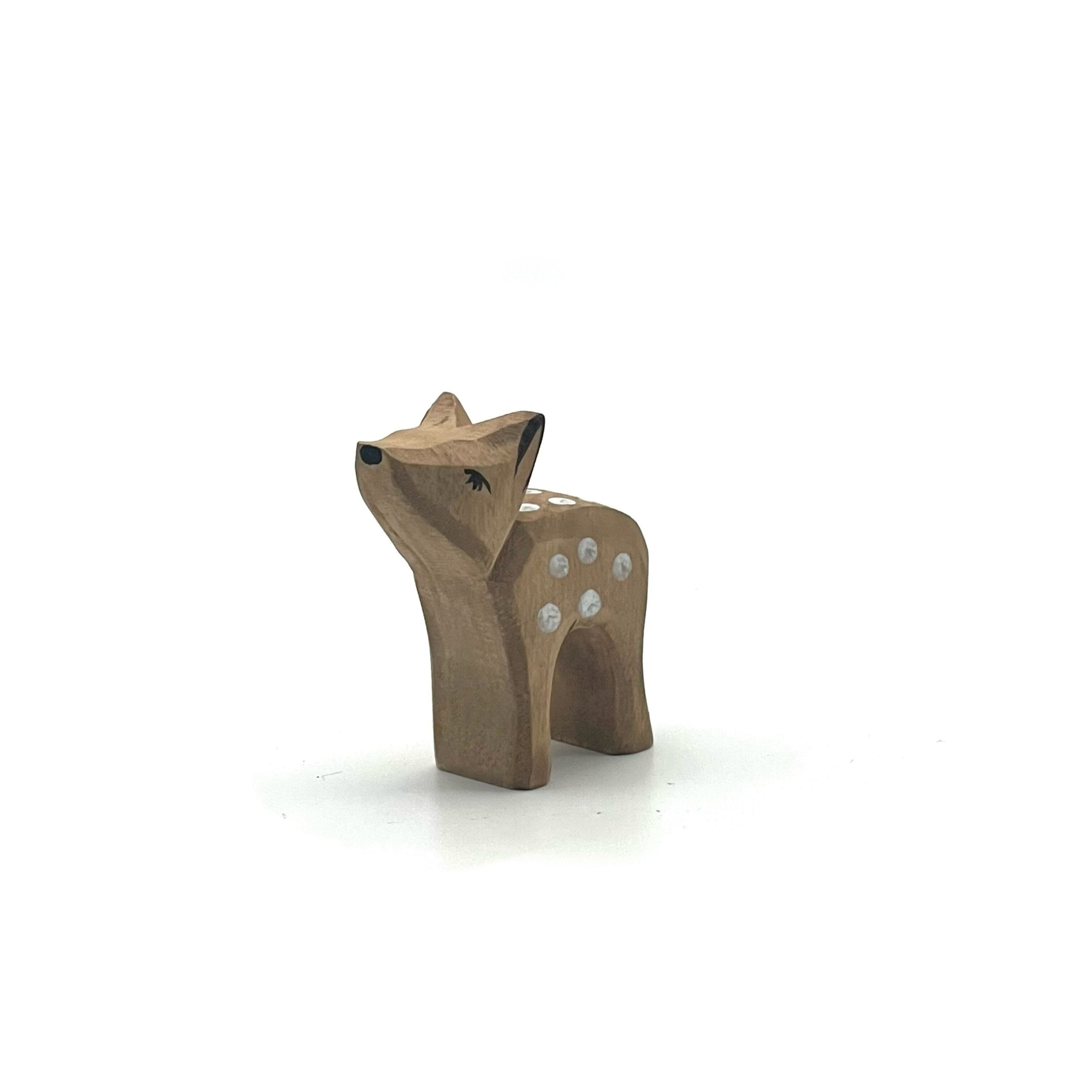 Handcrafted Open Ended Wooden Toy Animal - Deer small head high