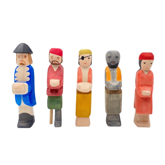 Handcrafted Open Ended Wooden Toy Figure Fairy Tale 5 Pieces