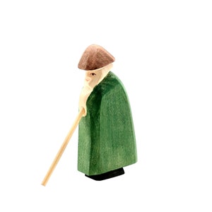 Handcrafted Open Ended Wooden Toy Figure Family - Shepherd with Staff