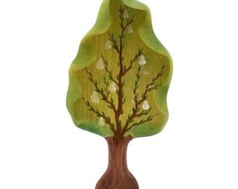 Handcrafted Open Ended Wooden Toy Tree and Landscaping - Pear Tree