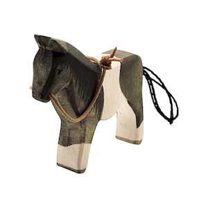 Handcrafted Open Ended Wooden Toy Farm Animal - Horse Dark Brown
