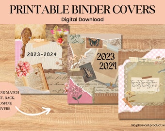 Binder Cover Inserts, Vintage Scrapbook Style, US Letter, 3 Ring Binder Covers, Big Happy Planner Covers, School Binders, Printable Download