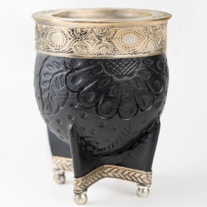 Imperial Calebasse Mate Set with Base I Mate Gourd Set lined with Argentinian Leather Nickel Silver Rim and Base