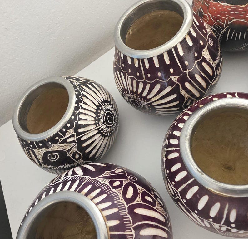 Mate Set, Yerba Mate Cup Gourd Calabash Lovely Patterns + Straw - Etsy