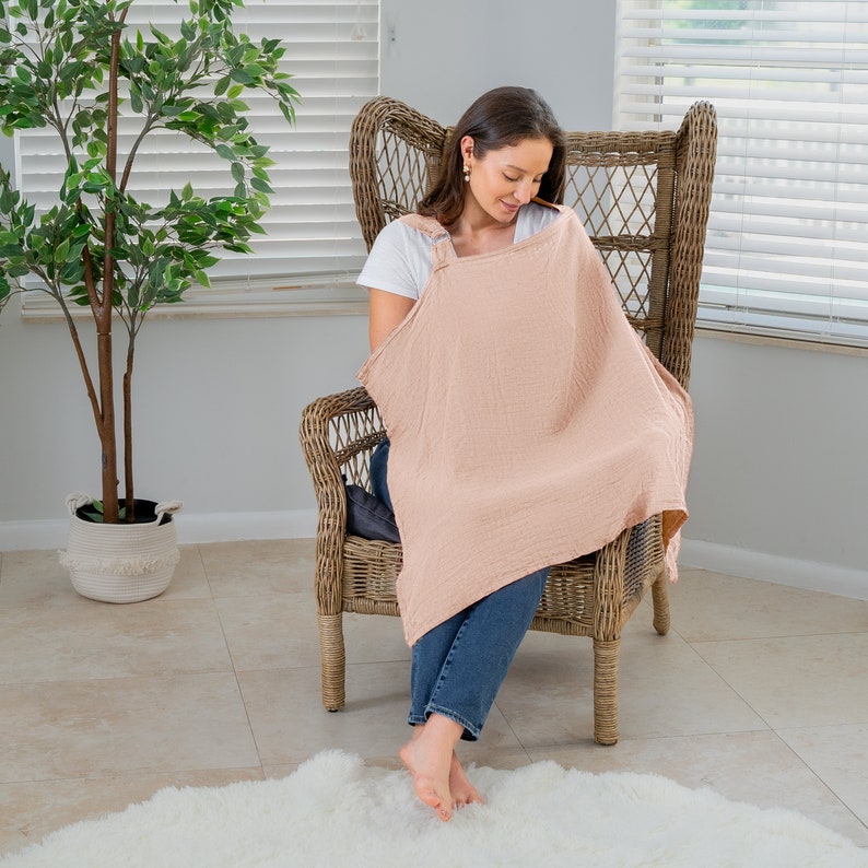 Muslin Nursing Cover For Baby Breastfeeding, Cotton Breastfeeding Cover For Mom By Comfy Cubs Blush
