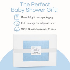 Muslin Nursing Cover For Baby Breastfeeding, Cotton Breastfeeding Cover For Mom By Comfy Cubs Sky Blue