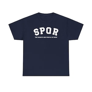 SPQR Roman Empire varsity style tee - viral trend Roman Empire Julius Caesar, aqueducts, Unisex Heavy Cotton Tee