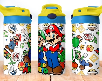 Mario Kids Water Bottle: 12oz Insulated Stainless Steel Sippy Cup