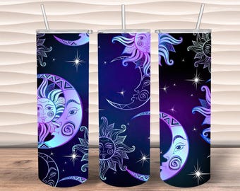 Celestial Purple Sun and Moon 20oz Tumbler