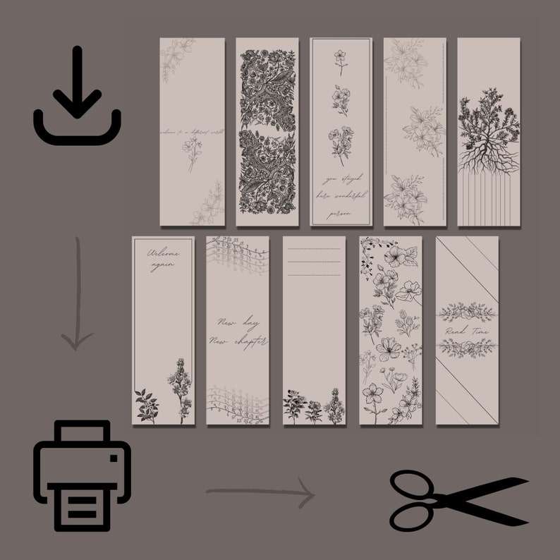 Printable Bookmarks Template Printable Bookmarks Set Minimal Etsy