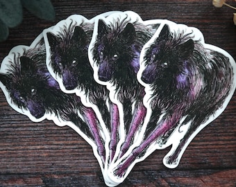 Dark Wolf Matte Vinyl Sticker, Gothic Aesthetic