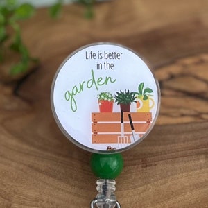 Badge Reel Garden Gardening Medical Medicine Nurse RN Fun ID Holder Badge Clip Gift for nurse Gift for teacher teach plants gardener