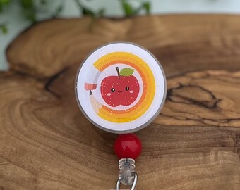 Badge Reel Pencil Apple ID holder badge clip  gift for teacher gift for coworker RN teacher pencil school teacher student