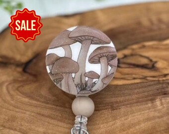 Mushroom Toadstool, Cottage core Badge Reel, Nature Badge Reel, Fungus, Outdoors Badge Reel, gift for teacher, botany, nurse, scientist