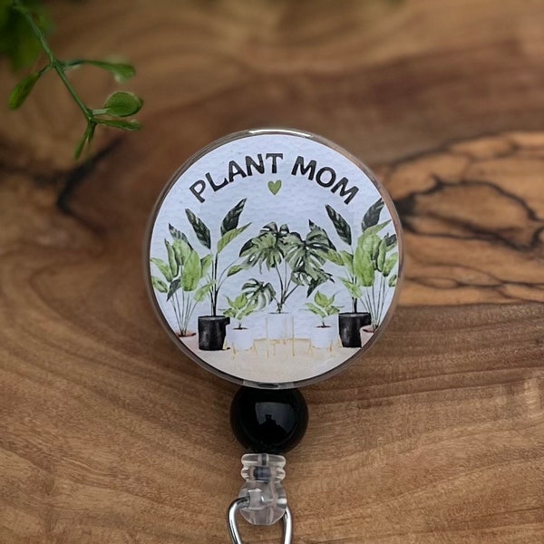 Badge Reel Plant Lover ID Holder gift for teacher nurse RN gift for coworker Plant lover Monstera plant id holder houseplant clip swivel