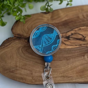 Badge Reel DNA Science ID Holder Scientist Chemistry Lab Germs Bacteria petri dish gift for coworker gift for scientist Biology microscope