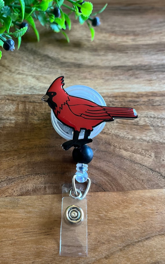 Cardinal Badge Reel, Red Bird ID Holder, Nurse, Teacher, Coworker Gift, Memory, Memorial, Christmas, Love, Red Bird, Cardinal, Loved One