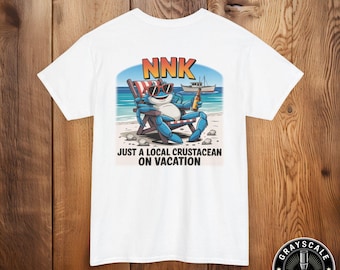 NNK Crab Shirt Northern Neck VA T-Shirt | Funny Local Crustacean Beach Tee | Chesapeake Bay Coastal Vacation Shirt for Men or Women