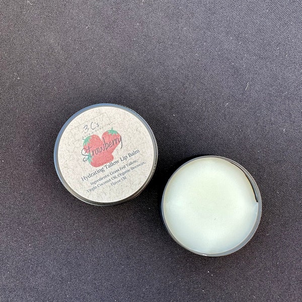 Lightweight Tallow Lip Balm - Strawberry - Mint - Pineapple - Coconut - Natural Lip Balm - Handcrafted - Chapstick - Lip Moisturizer - 0.5oz