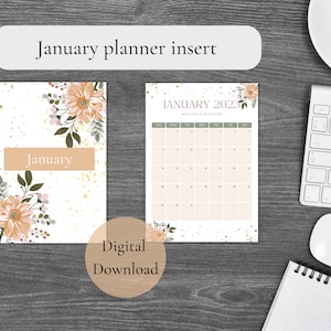 digital planner inserts, printable planner inserts, January downloadable planner inserts, January printable planner inserts, January planner