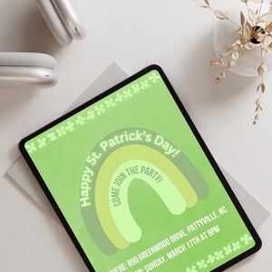 Grüner Regenbogen St. Patrick&#39;s Day Party Digitale Einladungsvorlage