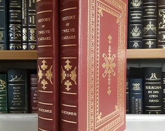 History of Twelve Caesars by Gaius Suetonius Tranquillus 2 Volume Set - Leather-Bound Gilded Edition