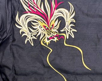 Bob Mackie Dragon Sequin Wearable Art XL 1X Bestickte Kimono Tunika Zip Asiatisch
